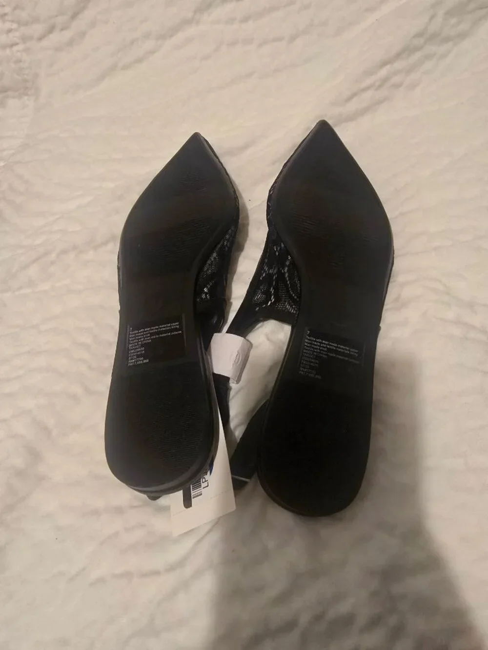 Women's London Lace Sling Back Bow Flats - a New Day™ Black 6: Cushioned Insole,